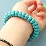 Turquoise Skull Bracelet Men Fine Jewelry Beads Elastic Bangle