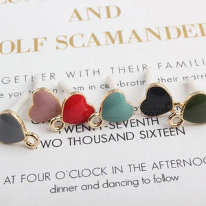 10pcs Heart Stud Earrings Enamel Candy Alloy Pendant for DIY Jewelry
