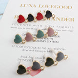10pcs Heart Stud Earrings Enamel Candy Alloy Pendant for DIY Jewelry