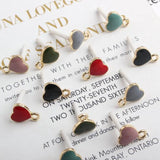 10pcs Heart Stud Earrings Enamel Candy Alloy Pendant for DIY Jewelry