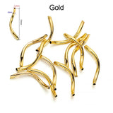 100Pcs Brass Tube Bead Smooth Spacer Curved S Tube DIY Craft Jewelry