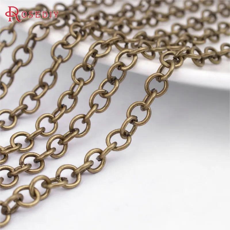 5M Antique Bronze Iron Round Link Chains 4MM DIY Jewelry Findings