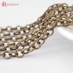 5M Antique Bronze Iron Round Link Chains 4MM DIY Jewelry Findings