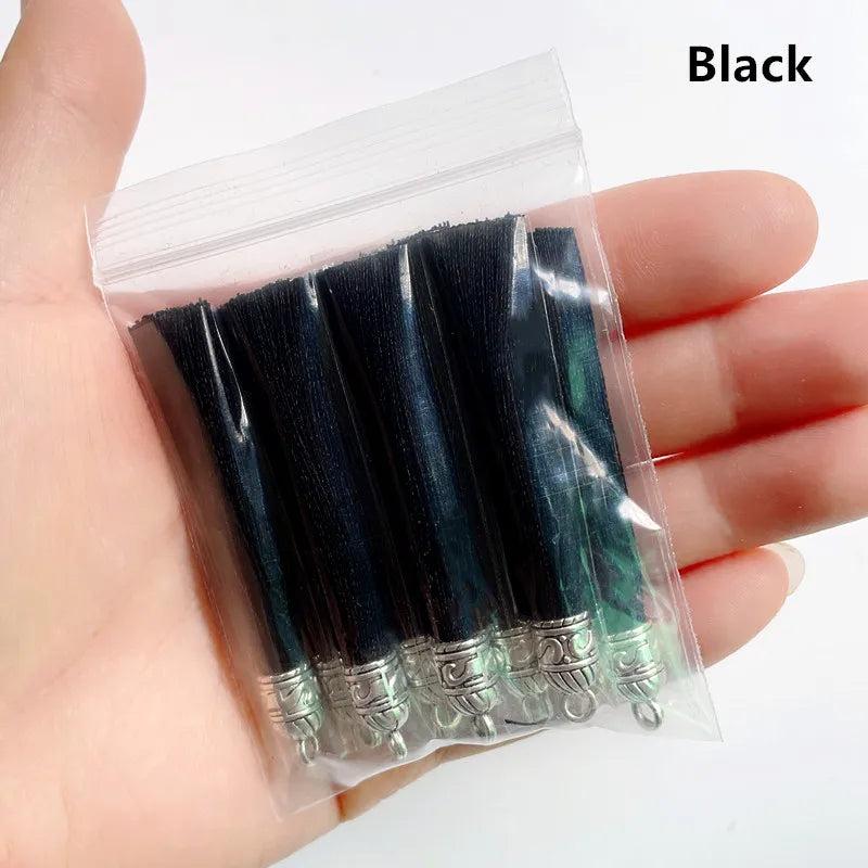 Silk Earrings Tassel Pendant Tassel Crafts Silver Caps Tassels Charms