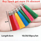 Silk Earrings Tassel Pendant Tassel Crafts Silver Caps Tassels Charms