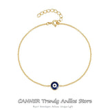 Sterling Silver Evil Eye Charm Bracelet Women Boho Lucky Chain