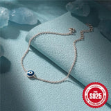 Sterling Silver Evil Eye Charm Bracelet Women Boho Lucky Chain