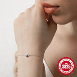 Sterling Silver Evil Eye Charm Bracelet Women Boho Lucky Chain