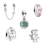 High-end 925 Silver Butterfly Enamel Flower Bead Heart Gem Charm DIY Bracelet