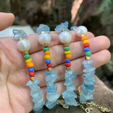 Natural Aquamarine Bracelet Stone Irregular Jewelry GEM Beads Healing Women