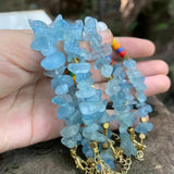 Natural Aquamarine Bracelet Stone Irregular Jewelry GEM Beads Healing Women