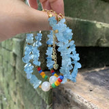 Natural Aquamarine Bracelet Stone Irregular Jewelry GEM Beads Healing Women