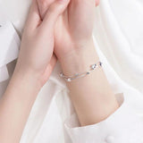 925 Silver Zircon Star Bead Bracelet&Bangle for Women