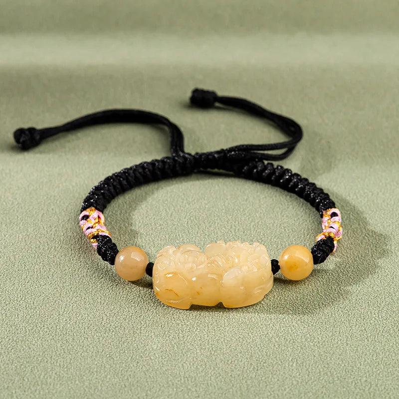Silk Jade Pixiu Bracelet Natural Men Women Talismans Jewelry