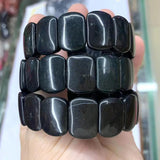 Hei Shi Stone Beads Bracelet Natural Gemstone DIY Loose Jewelry Bangle