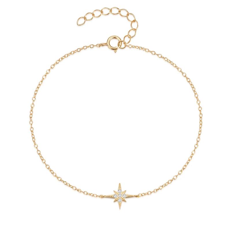 925 Sterling Silver Star CZ Zircon Chain Bracelet Crystal Lady Fine Jewelry