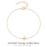 925 Sterling Silver Star CZ Zircon Chain Bracelet Crystal Lady Fine Jewelry