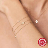 925 Sterling Silver Star CZ Zircon Chain Bracelet Crystal Lady Fine Jewelry