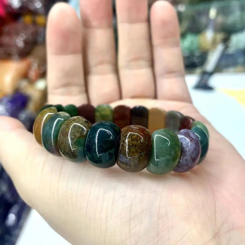 Indian Bloodstone Agate Beads Bracelet Natural Gemstone Fine Jewelry Bangle