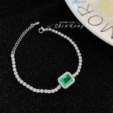 Sterling Silver Emerald Lab Diamond Tennis Bracelet