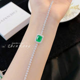 Sterling Silver Emerald Lab Diamond Tennis Bracelet