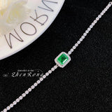 Sterling Silver Emerald Lab Diamond Tennis Bracelet