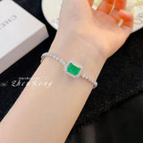 Sterling Silver Emerald Lab Diamond Tennis Bracelet