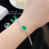 Sterling Silver Emerald Lab Diamond Tennis Bracelet