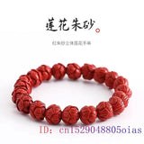Cinnabar Lotus Bracelet Gemstone Vintage Amulet Talismans Red Natural for Women