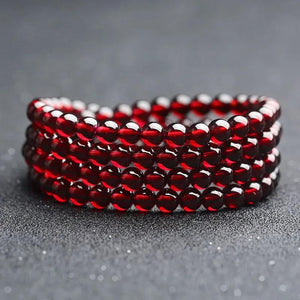 Red Garnet Stone Beads Bracelets For Women Layered Strand Bracelet