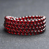 Red Garnet Stone Beads Bracelets For Women Layered Strand Bracelet