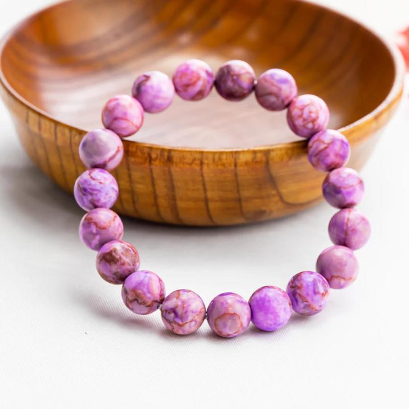 Kunzite Bracelet Charm Natural Stone Healing Buddha Elastic Rope Couple Crystal