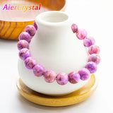 Kunzite Bracelet Charm Natural Stone Healing Buddha Elastic Rope Couple Crystal