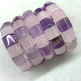 Amethyst & Rose Quartz Beads Bracelet Gemstone Bangle Women Gift