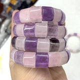 Amethyst & Rose Quartz Beads Bracelet Gemstone Bangle Women Gift