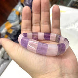 Amethyst & Rose Quartz Beads Bracelet Gemstone Bangle Women Gift