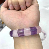 Amethyst & Rose Quartz Beads Bracelet Gemstone Bangle Women Gift