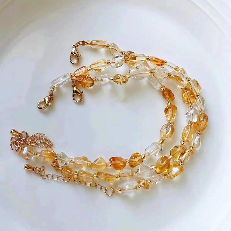 5-8mm Citrine Crystals Bracelet, Adjustable Bangle for Women