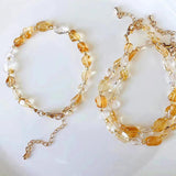 5-8mm Citrine Crystals Bracelet, Adjustable Bangle for Women