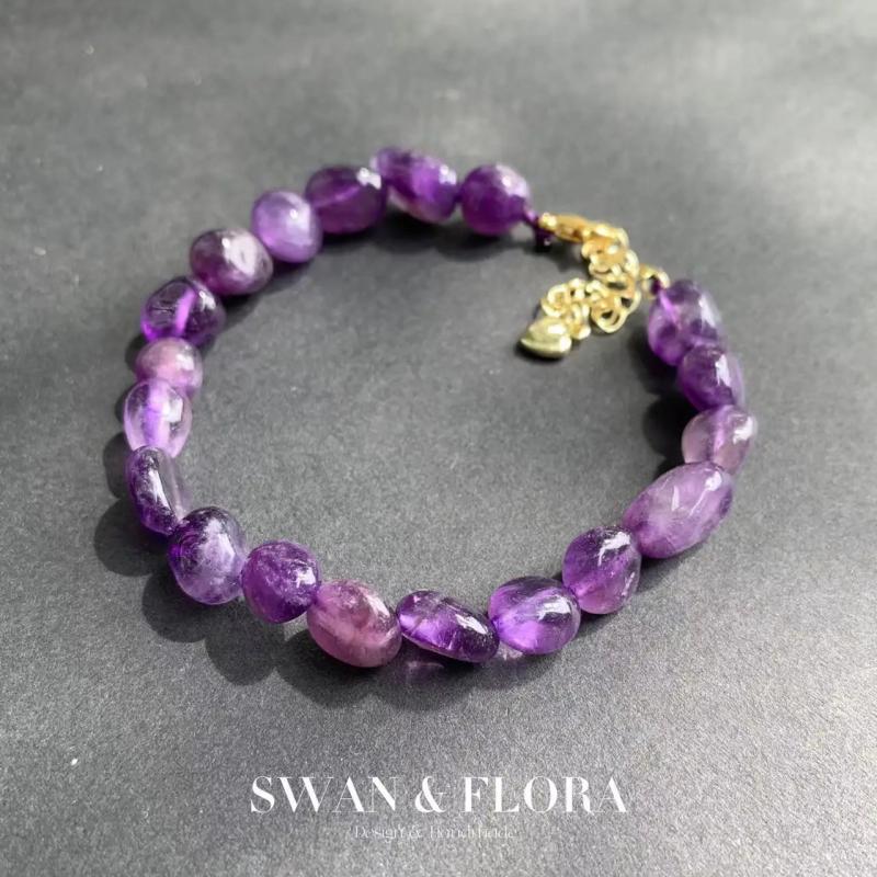 Irregular Amethyst Bracelet Beads Jewelry Healing Women Men