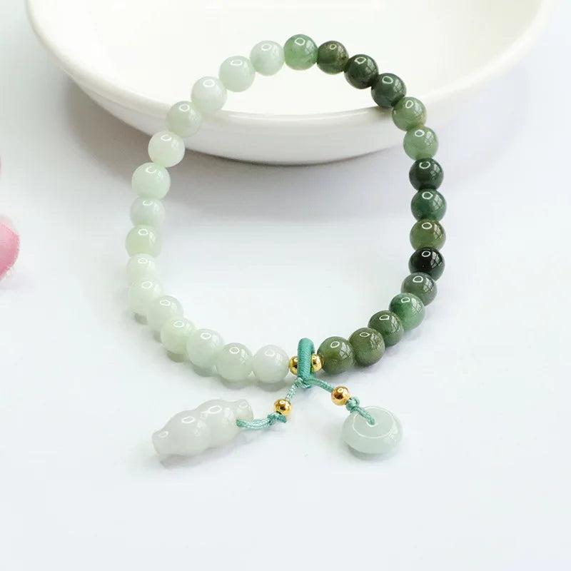 Burmese Jade Donut Bracelets Charm Women Natural Bangles Gemstone Bead Carved