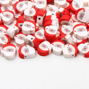 20pcs 10mm Christmas Polymer Clay Beads for Jewelry Making DIY Bracelet
