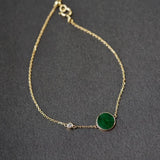 Natural Green Chalcedony Round Bracelet for Women - Fine Vintage Bangle