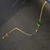 Natural Green Chalcedony Round Bracelet for Women - Fine Vintage Bangle