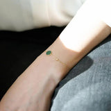 Natural Green Chalcedony Round Bracelet for Women - Fine Vintage Bangle