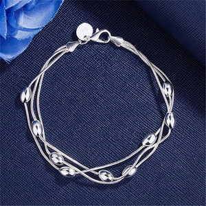 925 Silver Bead Bracelet Chain for Women Wedding