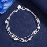 925 Silver Bead Bracelet Chain for Women Wedding