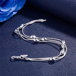 925 Silver Bead Bracelet Chain for Women Wedding