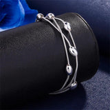 925 Silver Bead Bracelet Chain for Women Wedding