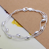 925 Silver Bead Bracelet Chain for Women Wedding